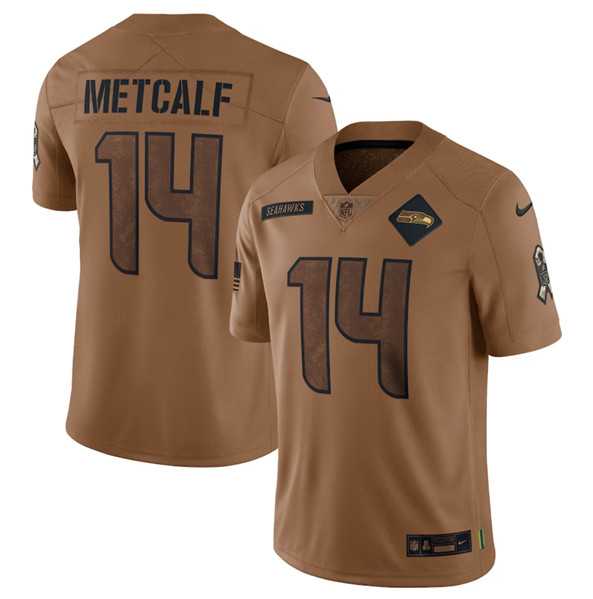 Men%27s Seattle Seahawks #14 DK Metcalf 2023 Brown Salute To Service Limited Football Stitched Jersey Dyin->seattle seahawks->NFL Jersey